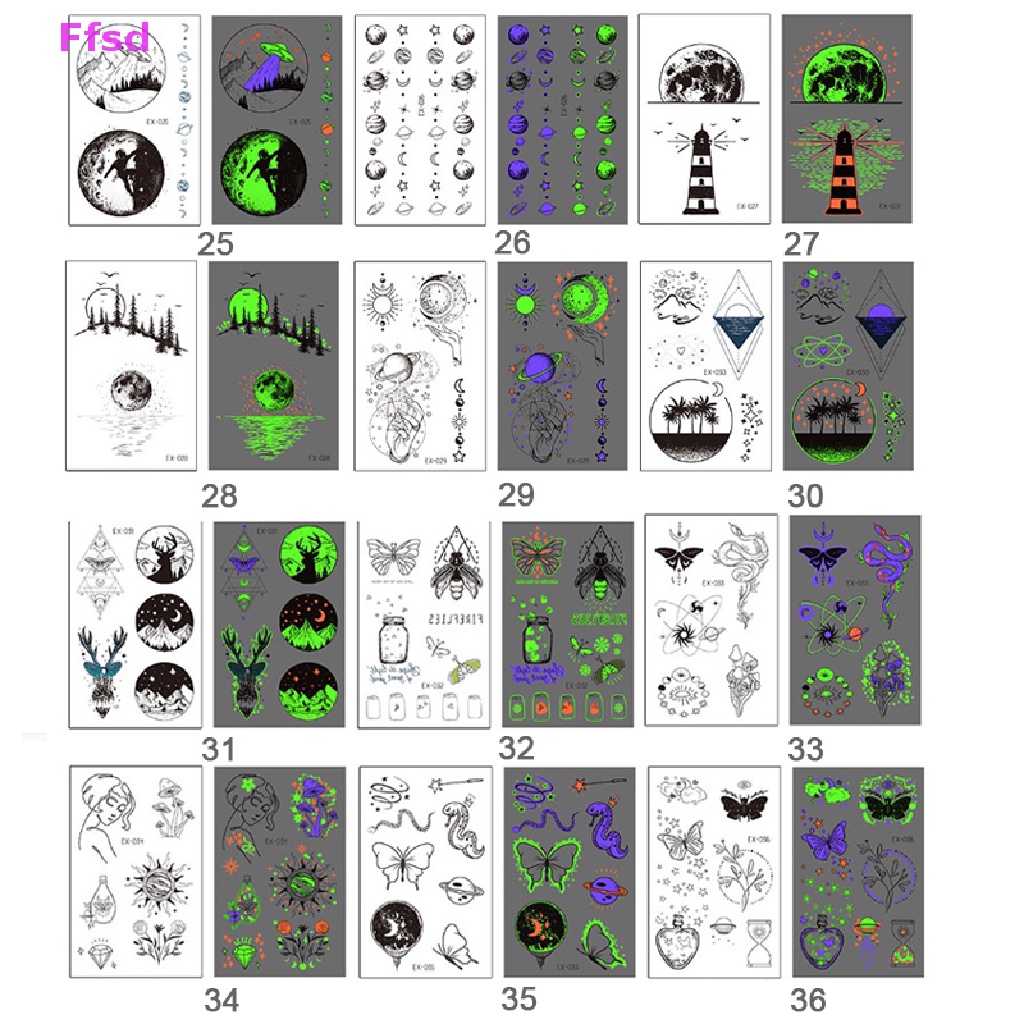 {Ffsd} Hình Xăm Dán Tạm Thời Chống Thấm Nước Phát Quang Cá Tính * Bán Chạy