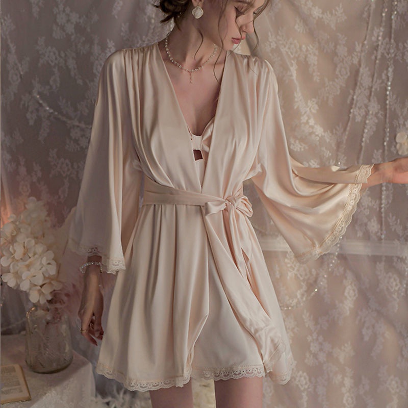 Bộ Đồ Ngủ Hai Món Vải Ren Màu Trơn Gợi Cảm Thời Trang Xuân Hè 2022 Mới Cho Bạn Gái