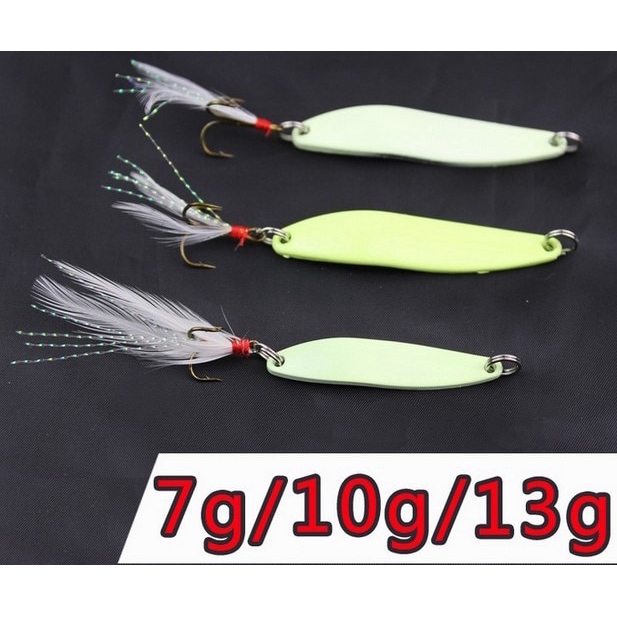 Mồi Câu Cá Giả Bằng Kim Loại Cứng Kèm Móc Lông Vũ Trọng Lượng 5 / 7 / 10 / 13g