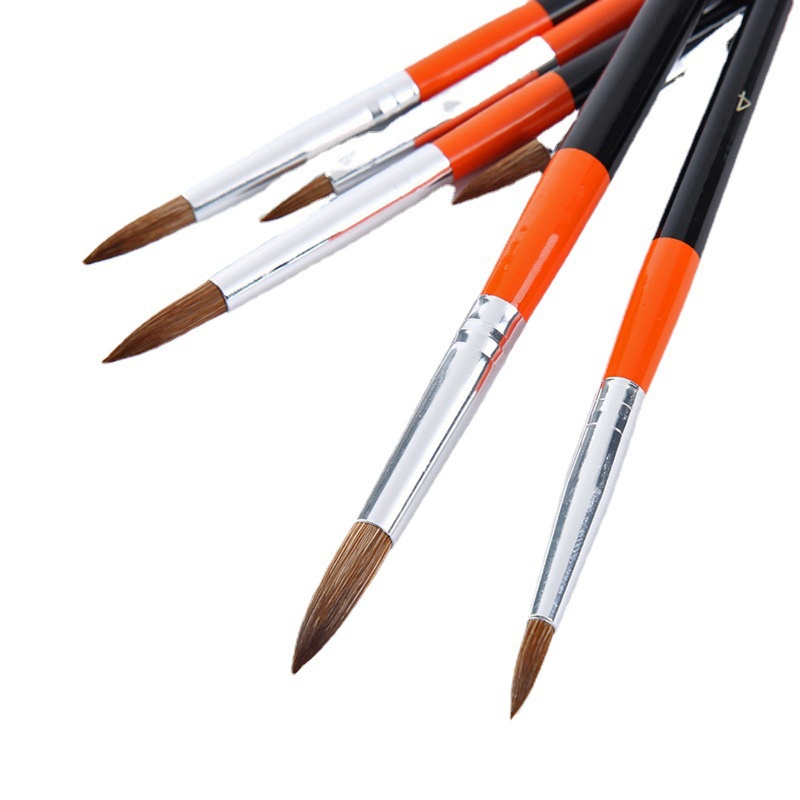 Set 6 Cọ Vẽ Màu Nước Đầu Tròn Bằng Lông Ngựa Bằng Acrylic Bền Cho Học Sinh
