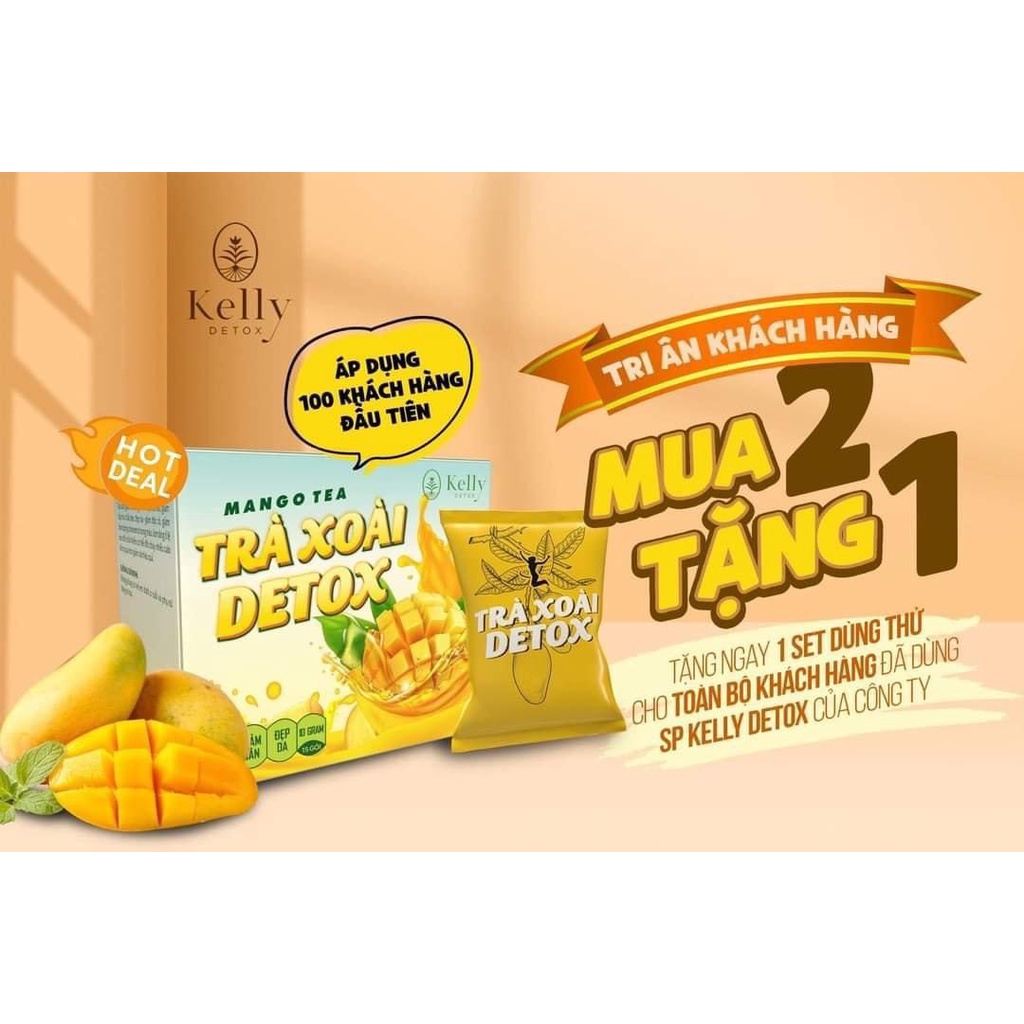 Combo 2 Trà Detox Kelly (Đào , Bí Đao ,Xoài , Ngũ Cốc , Matcha) Đánh Bay Mọi Mỡ Thừa