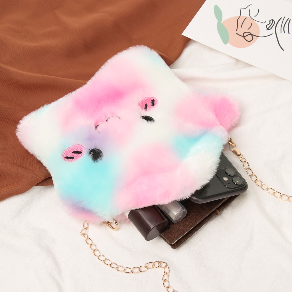 Túi Đeo Chéo Hình Ngôi Sao Vải Lông Xinh Xắn Xắn Thời Trang Cho Nữ