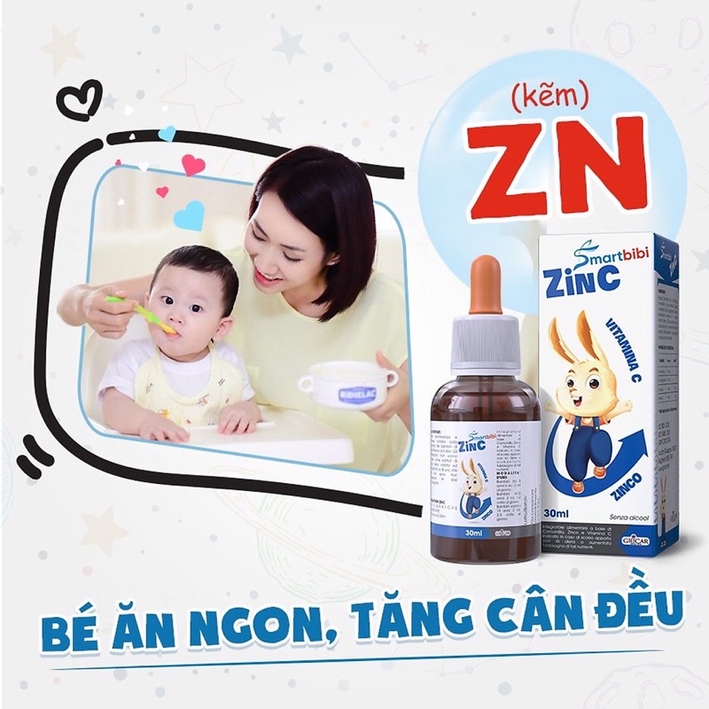Siro kẽm hữu cơ cho bé Smartbibi ZinC giúp cải thiện biếng ăn và tăng đề kháng cho bé lọ 30ml + quà