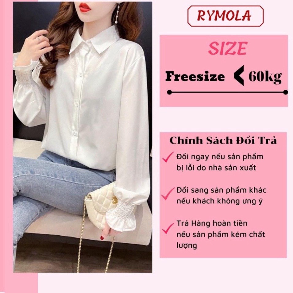 Áo Sơ Mi Tay Phồng Bo Chun Mola 2 Màu Trắng Kem Và Trắng Tinh Hàng Thiết Kế Chống Nhăn Nhàu | BigBuy360 - bigbuy360.vn