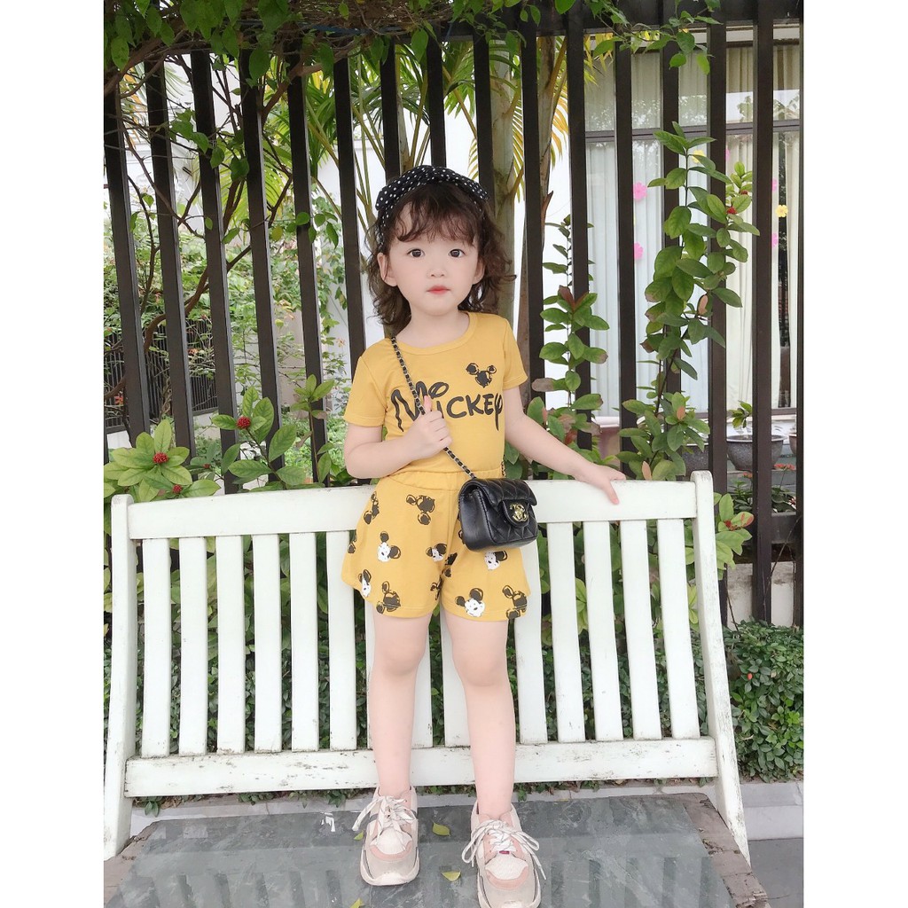 Set bộ cotton xinh xắn, bộ Fuha thời trang bé gái cotton hình mickey