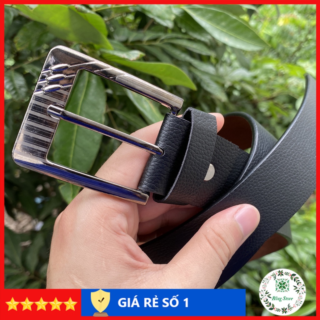 Thắt lưng nam mặt khóa kim dây lưng nam da màu đen kiểu dáng đơn giản DLKKM003 Bông Store