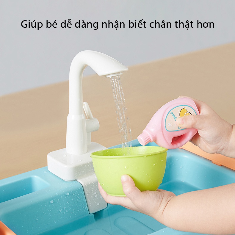 Đồ chơi Bồn Rửa Chén Bát - Nấu Ăn Cho Trẻ Em Tập Làm Việc Nhà - Đồ Chơi Giáo Dục Cho Bé Trai Bé Gái - KUB, Mô Phỏng Chân