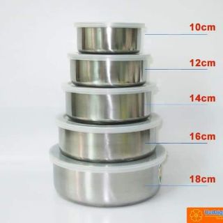 Bộ Đựng Thức Ăn Tròn 5 Món inox,,