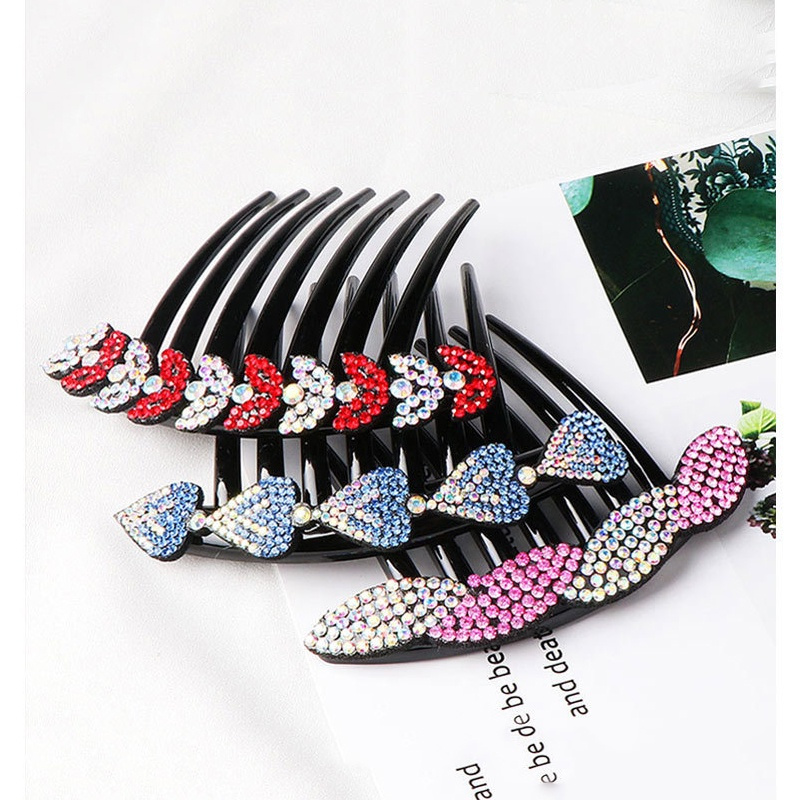 Haimeikang Cổ điển Bảy chiếc răng Lược cài tóc Rhinestone Kẹp tóc Tóc đuôi ngựa Kẹp tóc Đồ trang sức
