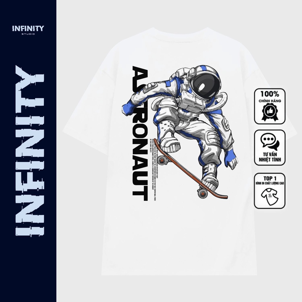 Áo Phông Nam Nữ Form Rộng In Hình ASTRONAUT Infinity Studio, Áo Thun Unisex Cổ Tròn Basic Tee TV5101