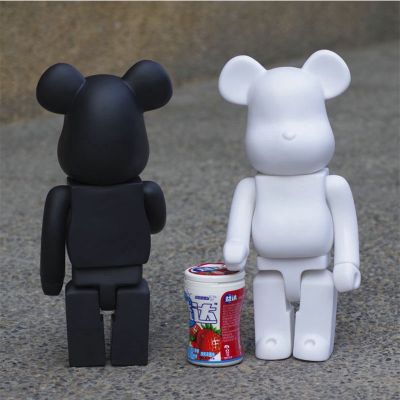 Fashion Bearbrick 400% Action Figure Toy Real photo !!!! 28cm Simple Style White Black