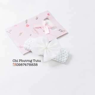 Băng đô trắng nơ cho bé từ sơ sinh đến 2 tuổi