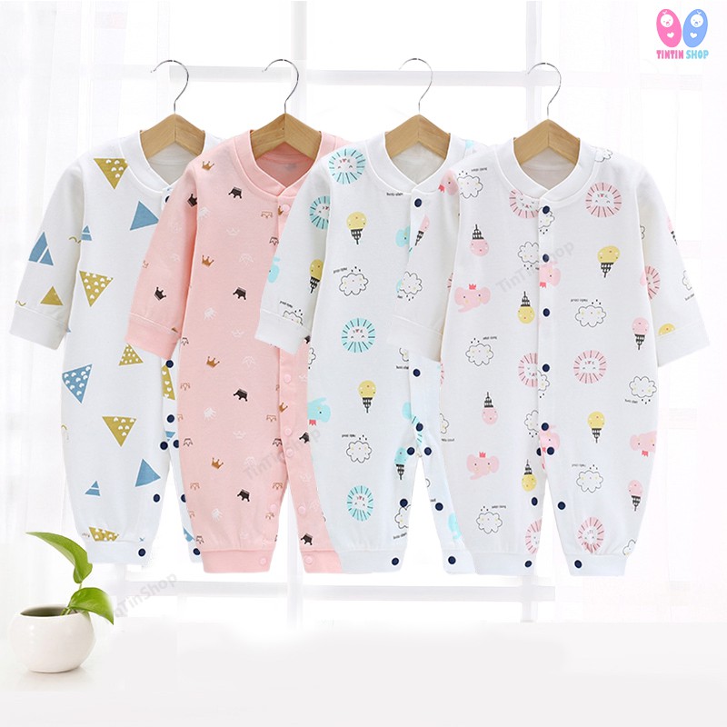 Body dài tay cho bé trai, bé gái, bodysuit liền thân 100% cotton, hàng xuất Hàn SLT04