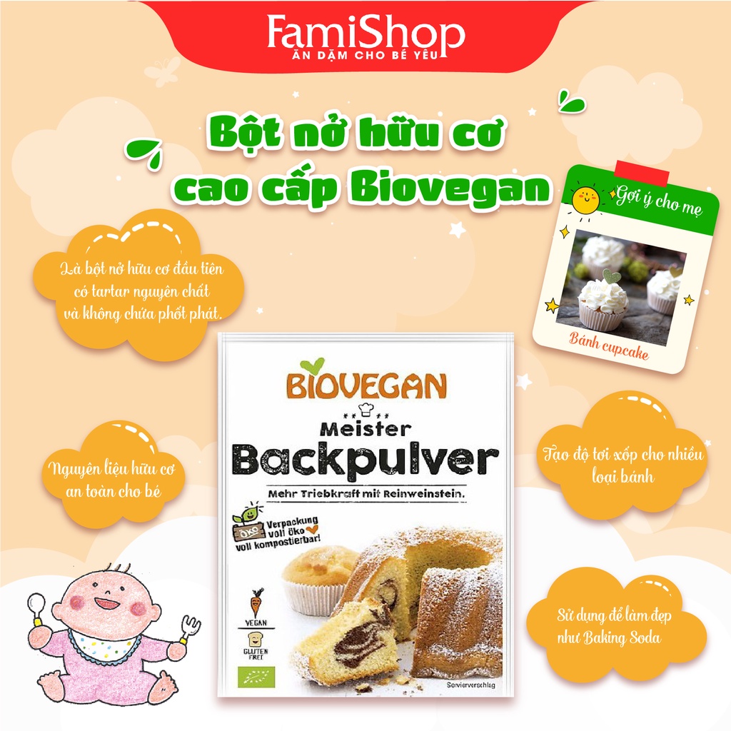 FamiShop Bột nở hữu cơ cao cấp Biovegan 17g