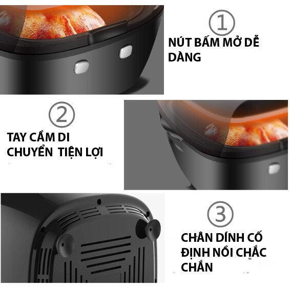 NỒI CHIÊN KHÔNG DẦU ĐIỆN TỬ CẢM ỨNG 6.5L NINESHIELD NỘI ĐỊA TRUNG QUỐC - Bảo hành 3 Tháng