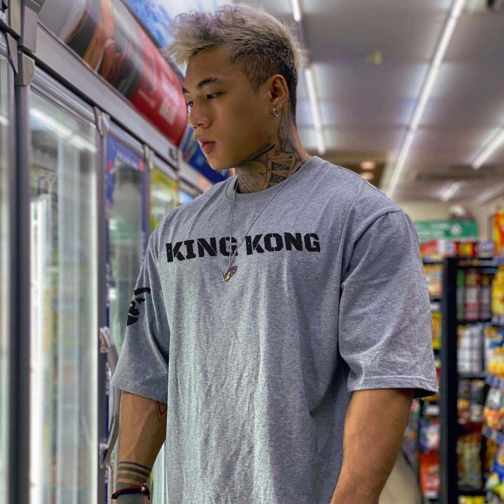 [GYMen]  Đồ tập gym Tay Ngắn Dáng Rộng Chất Liệu Cotton Thời Trang Mùa Hè Cho Nam