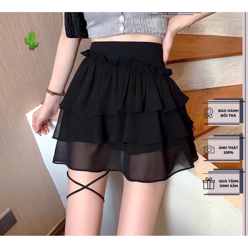 Chân váy ulzzang tầng voan kèm dây quấn pc