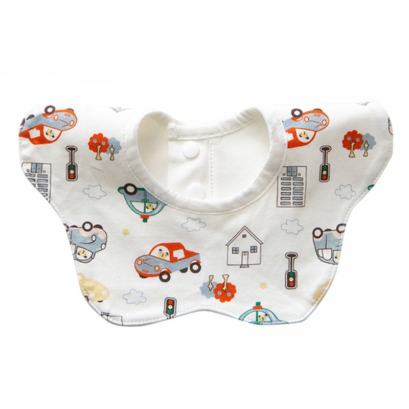 Yếm Ăn Cotton Hình Tròn In Họa Tiết Cánh Hoa Xoay 360 Độ Xinh Xắn Cho Bé Jp5