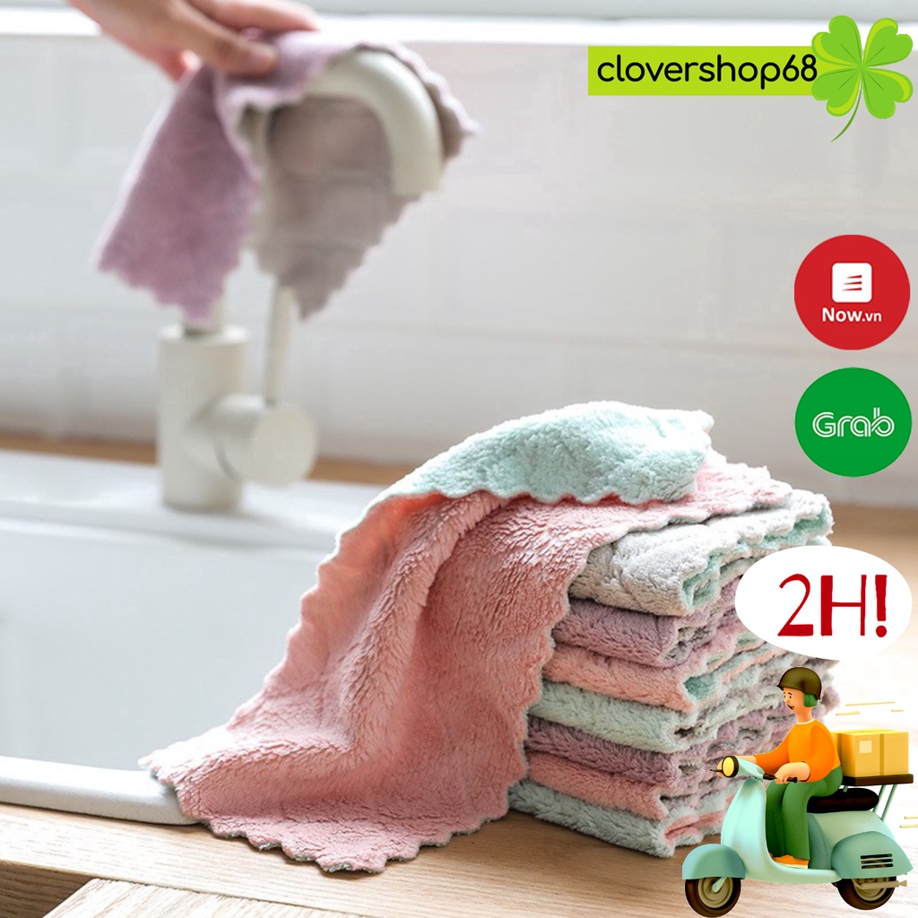 [LOẠI ĐẸP] Khăn Lau Đa Năng/ Khăn Lau Bếp Siêu Thấm Hút (24*15cm)  🍀 Clovershop68 🍀