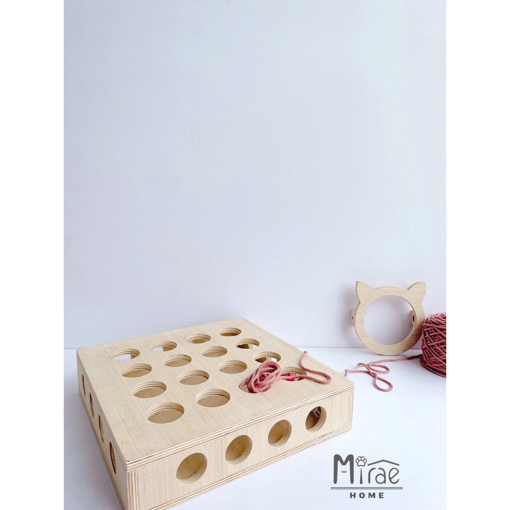 Hộp đồ chơi tìm bóng cho mèo bằng gỗ plywood chất lượng cao Mirae Home MHCTPL01