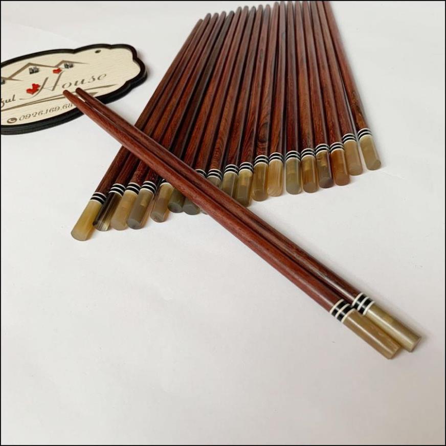 Đũa Gỗ Trắc  Bọc Sừng, Vân Đẹp, Chống Mốc - Đũa Gỗ Ăn Cơm Gỗ Trắc Tự Nhiên Không Chất Bảo Quản