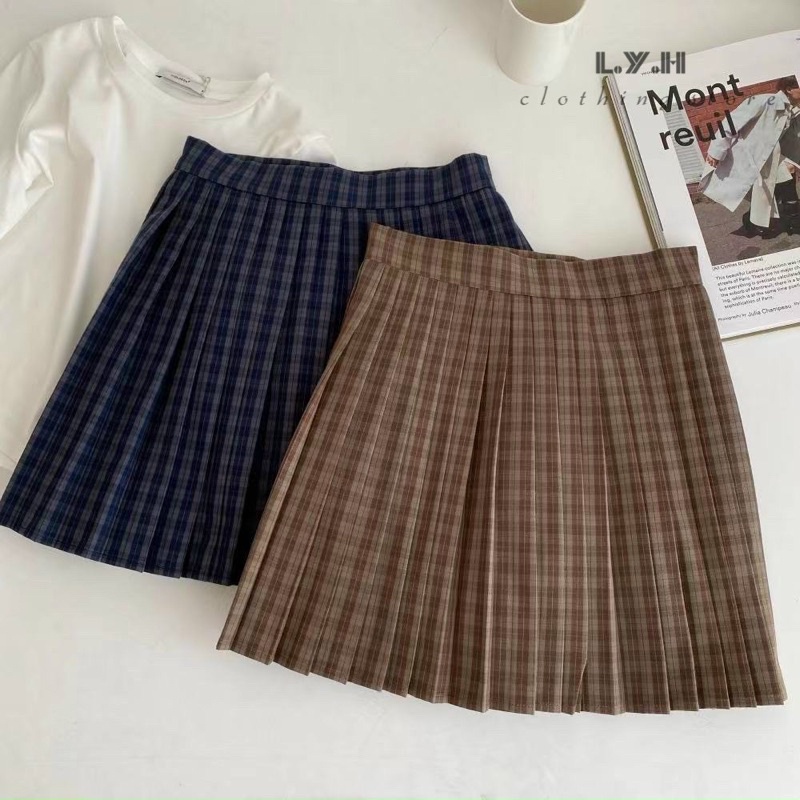 Chân váy kẻ xếp li 2366