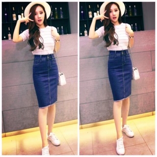 Chân váy jean trơn Bigsize