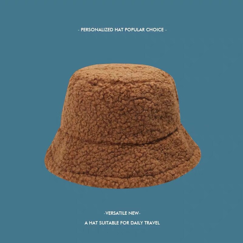 Mũ lông cừu bucket phong cách Hàn Quốc mềm mại