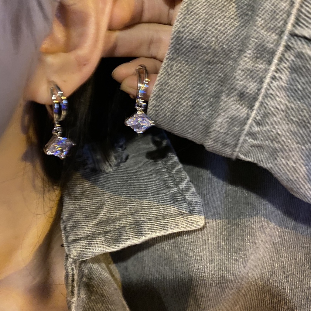 Bông Tai Kim Loại Đính Đá Phong Cách Retro