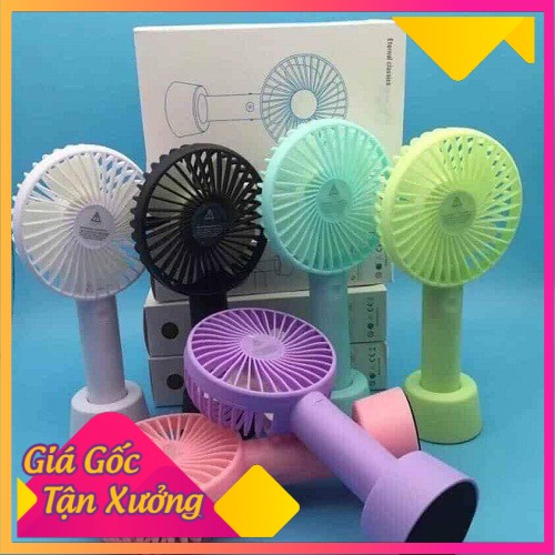 Quạt Mini cầm Tay Tích Điện 3 Chế Độ Gió [Full Box, Pin, Dây Sạc, Đế Chống Trượt