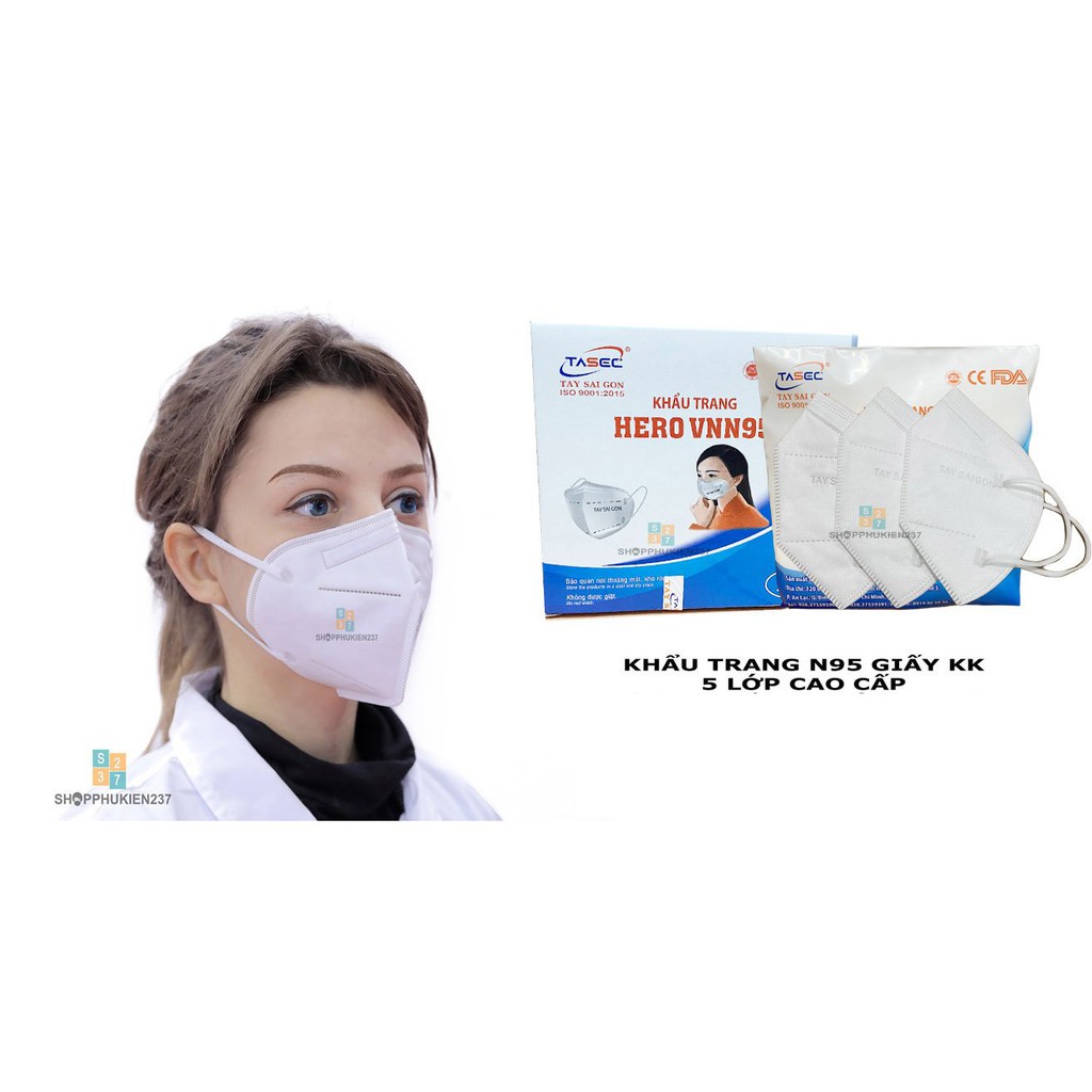 Khẩu Trang Y Tế VN95 tây sai gòn 4 Lớp- Khẩu Trang Bảo Hộ Ép Cứng Chống Bụi Mịn / Vi Khuẩn (Hộp 10 Cái)