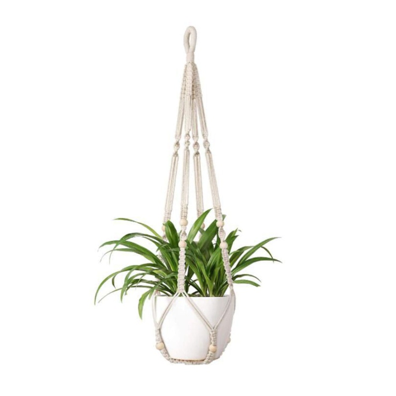 Set 4 Giỏ Hoa Dây Thừng Cotton Bện Thủ Công Treo Tường Trang Trí Nhà Cửa