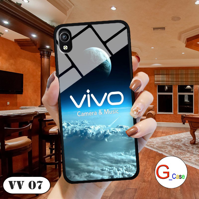 Ốp lưng Vivo Y91C - lưng kính in logo hãng điện thoại