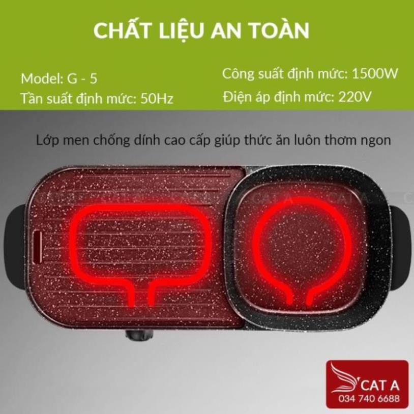 Bếp lẩu nướng đa năng CÁT Á -  2 TRONG 1 - Tiết kiệm điện năng, Đem lại bữa ăn đa dạng