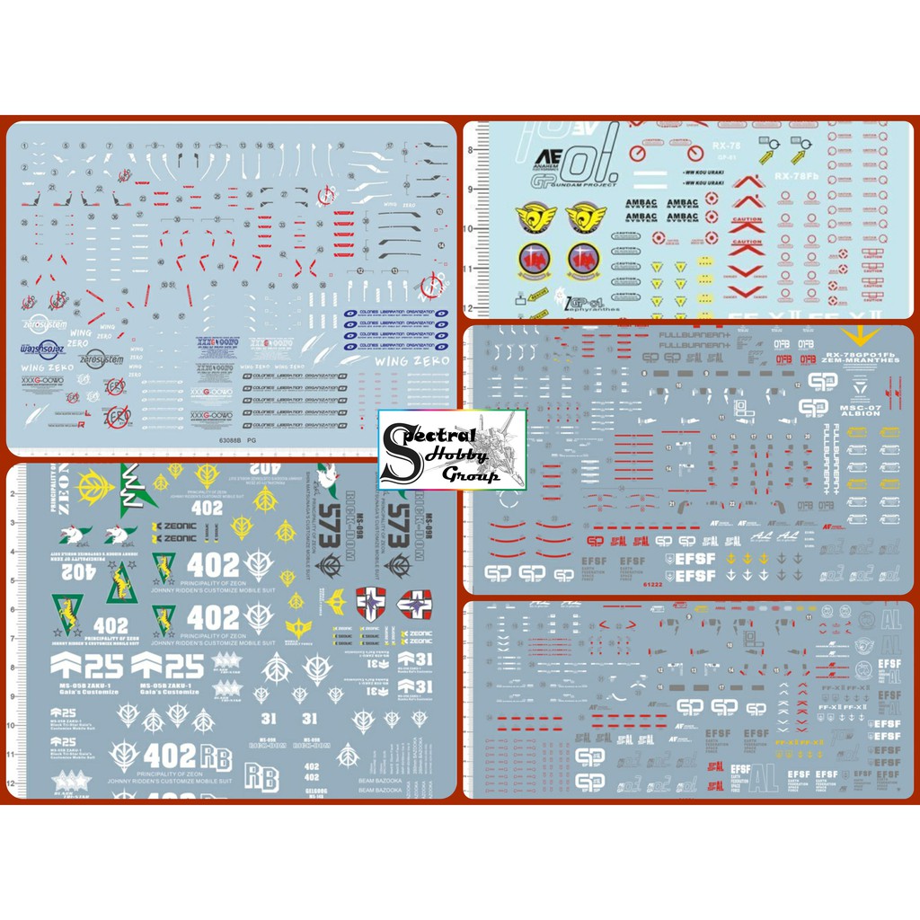 Decal nước mô hình PG gundam UC các loại RX78 GP01 zaku zeta MkII Wing - Water sticker