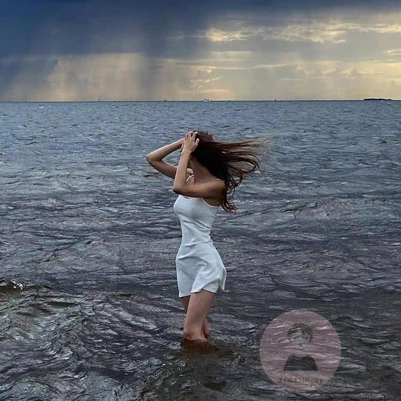 Đầm Hai Dây Màu Sắc Trơn Thời Trang Mùa Hè Quyến Rũ Cho Nữ