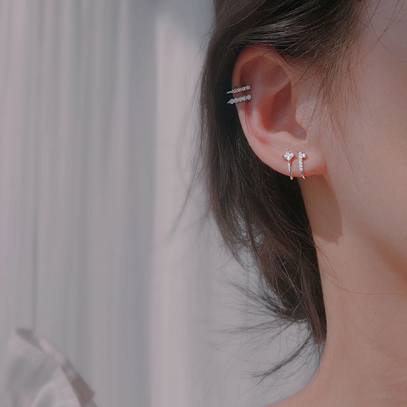 Bông Tai Bạc S925 Dạng Kẹp Thiết Kế Đơn Giản Xinh Xắn Cho Học Sinh