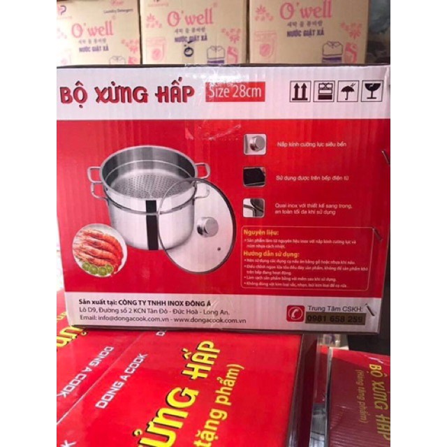 Bộ nồi xửng hấp inox Đông Á cook đáy từ( sz 20 và 28cm) ( Hàng Sẵn)