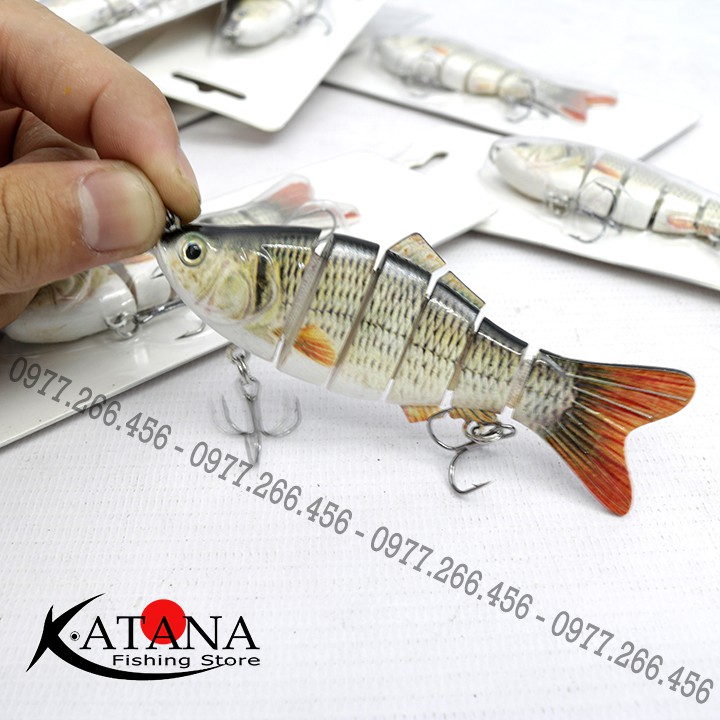 Cá giả 6 khúc câu lure 10cm x 17g, mồi chìm câu lure cá mú cá nhồng, cá giả câu chẽm hiệu quả