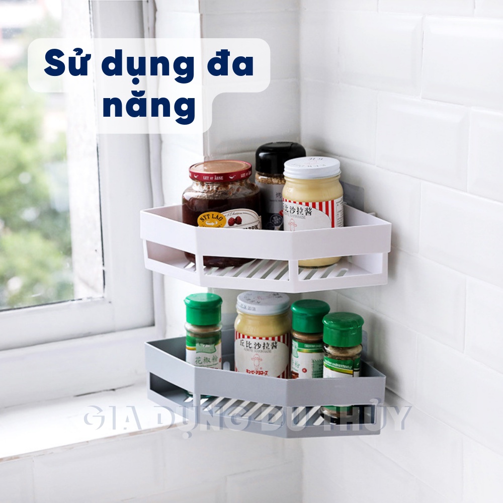Kệ nhựa dán góc tường nhà tắm, nhà bếp keo dán chắc chắn chịu lực tốt, không đọng nước - KHAY TAM GIÁC DÁN TƯỜNG 5610