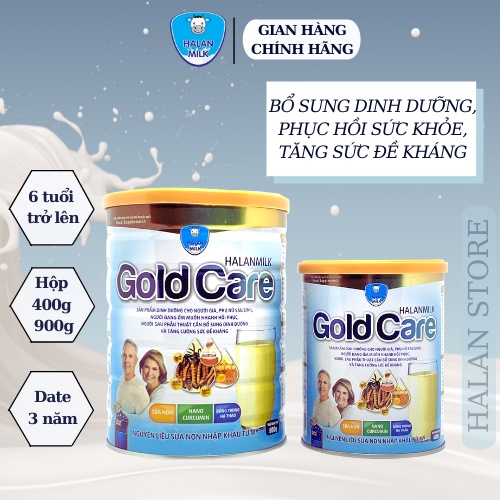 [Mã INCU200 giảm 200K đơn 699K] Sữa bột Halanmilk Gold Care 400g-900g đông trùng hạ thảo, phục hồi sức khỏe,Halanmilk