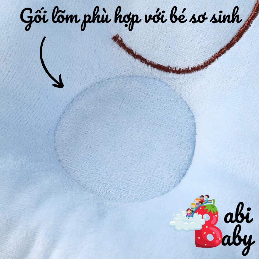 Gối bông gòn cao cấp cho bé BABI BABY chống bẹp đầu mềm mại thoáng khí hình voi và heo con dễ thương