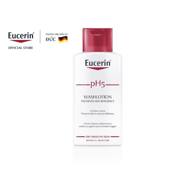 [CHÍNH HÃNG] Sữa tắm và rửa mặt dành cho da nhạy cảm Eucerin Washlotion pH5 200ML