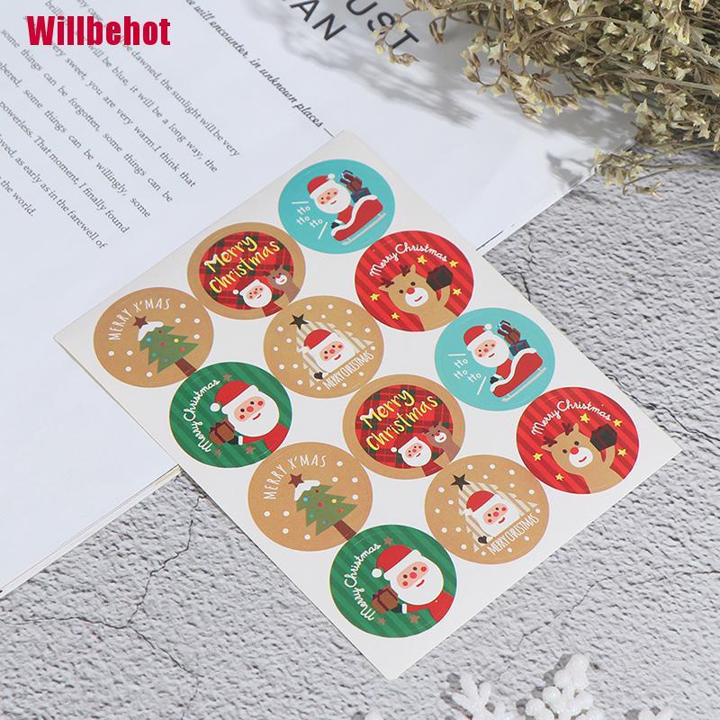 Bộ 120 Hình Dán Tròn Trang Trí Giáng Sinh