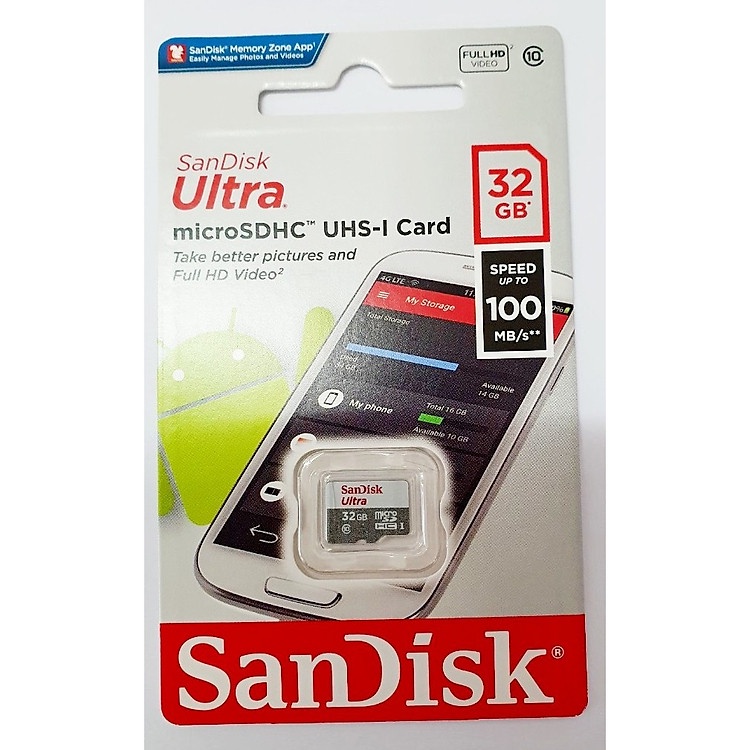Thẻ nhớ MicroSD SanDisk Ultra 32GB ~ 100MB/s - Bảo Hành 5 Năm