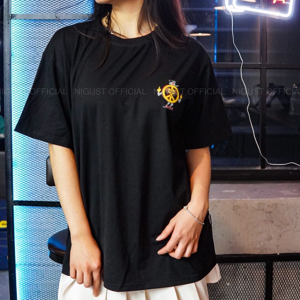 Áo Thun đen trắng tay lỡ NIGUST All The Feels N203TS-C vải cotton cao cấp 4C Fullbox