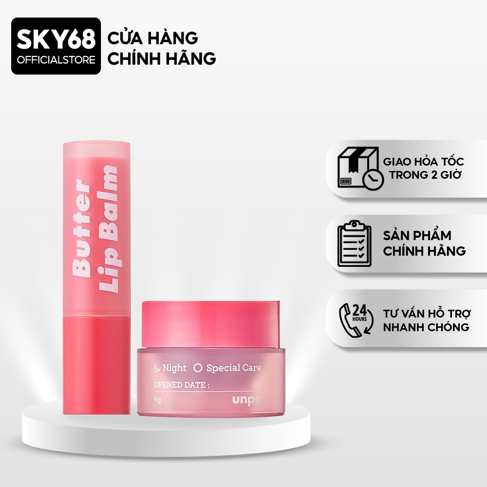 Combo 2 Sản Phẩm Dưỡng Ẩm Cho Môi Mềm Mại Unpa Bubi Bubi Lip  (Mặt Nạ Môi 9g - Son Dưỡng Môi 3.8g)