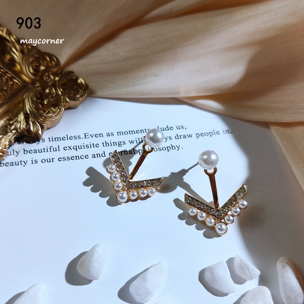 Khuyên tai cao cấp mạ bạc 925 đính ngọc