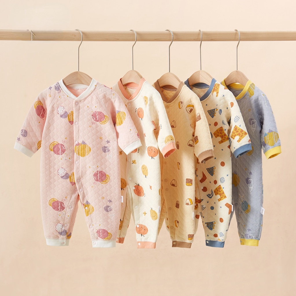 Áo Liền Quần Vải Cotton Mỏng Giữ Ấm Xinh Xắn Cho Bé
