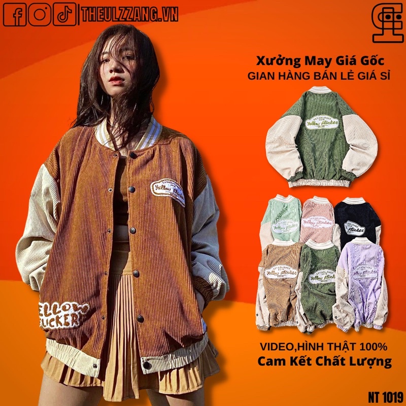 Áo khoác bomber nam nữ kaki nhung tâm 2 lớp cao cấp hàng quảng châu khoác form rộng unisex YELLOW YF - THE ULZZANG 1091